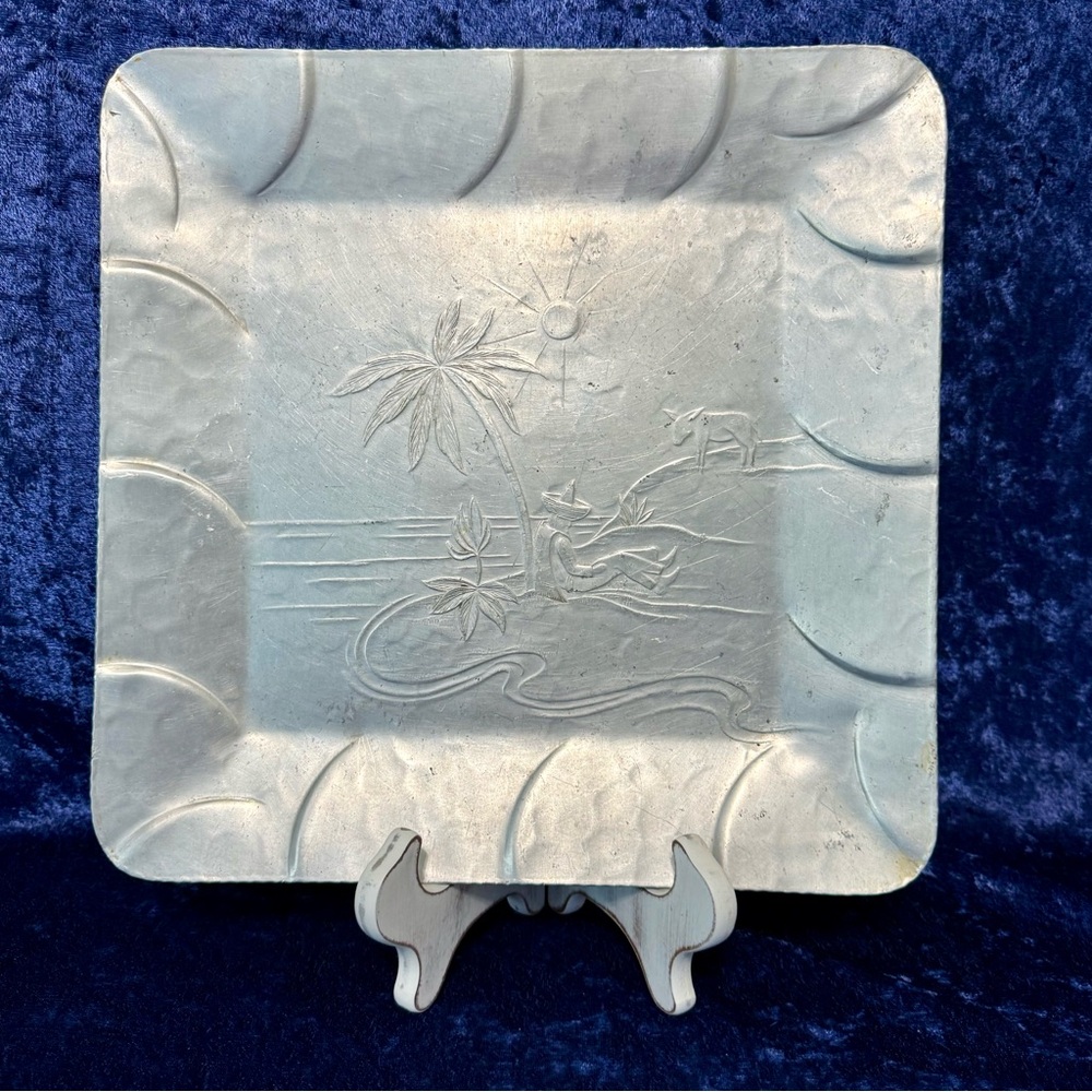 Mid Century Hand Forged Aluminum Square Tray 11.5"‎ x 11.5" by Everlast Metal